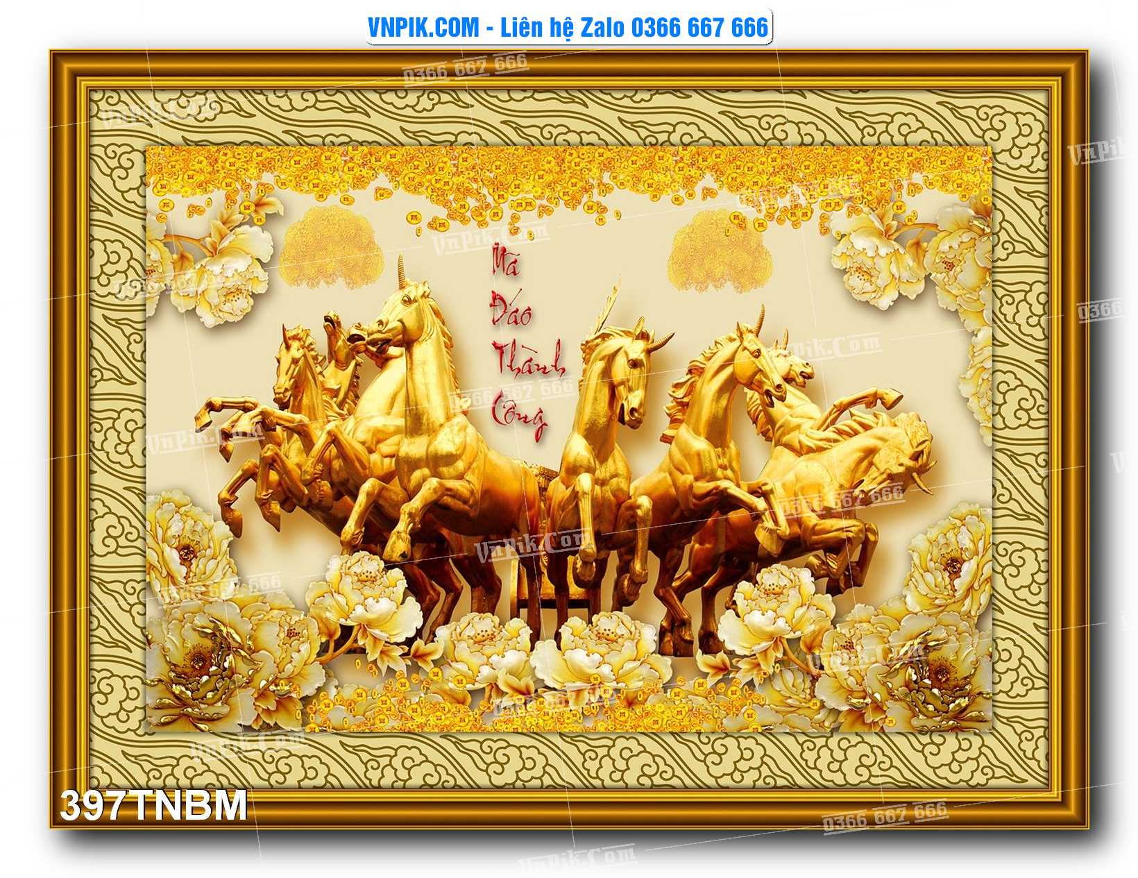 Tranh Ngựa Bát Mã – Mã Đáo Thành Công Mã File 397TNBM