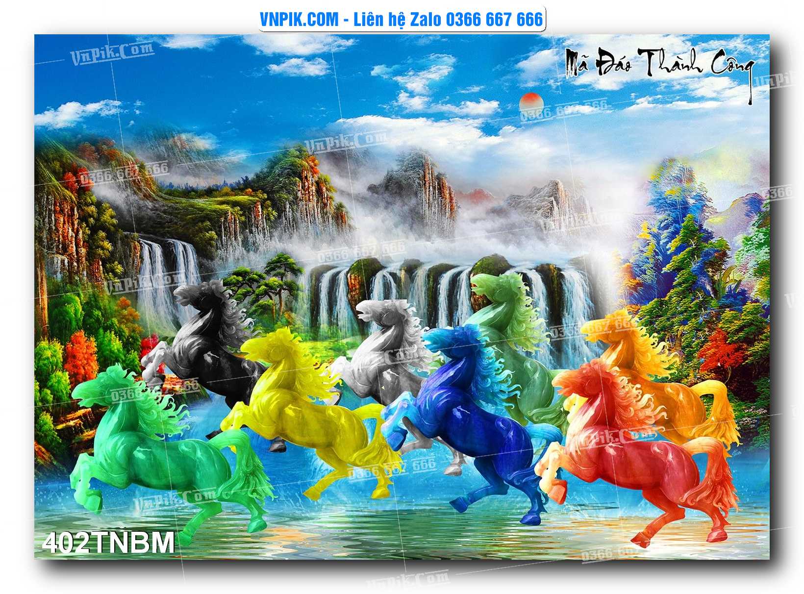Tranh Ngựa Bát Mã – Mã Đáo Thành Công Mã File 402TNBM