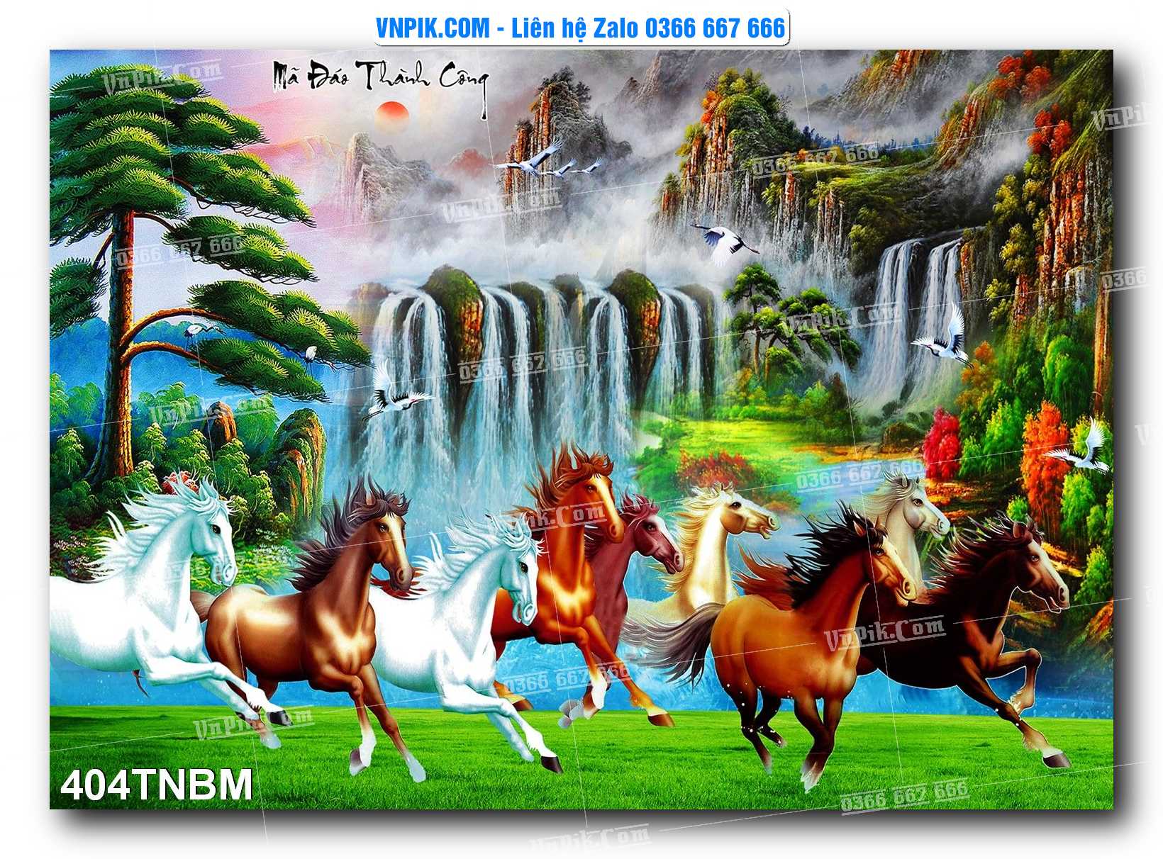 Tranh Ngựa Bát Mã – Mã Đáo Thành Công Mã File 404TNBM