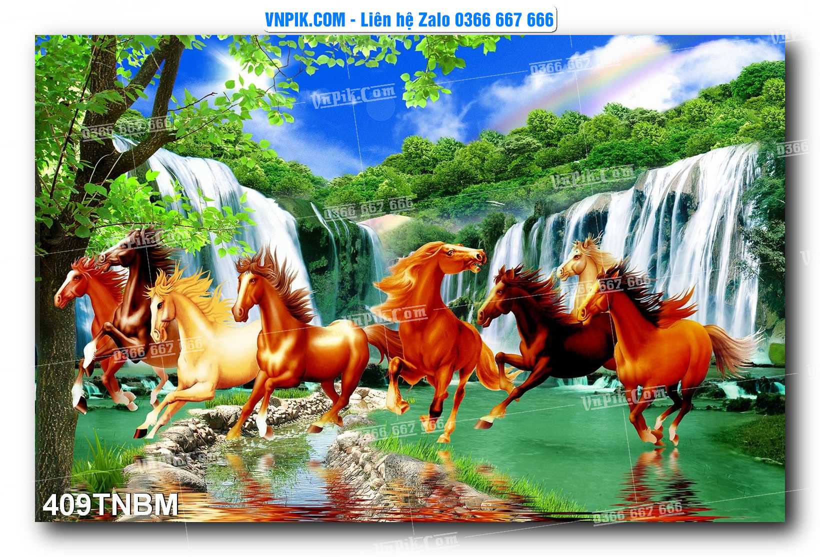Tranh Ngựa Bát Mã – Mã Đáo Thành Công Mã File 409TNBM