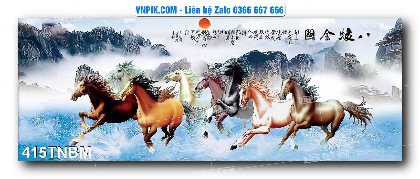 Tranh Ngựa Bát Mã – Mã Đáo Thành Công Mã File 415TNBM