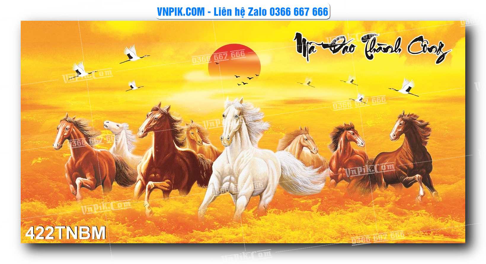Tranh Ngựa Bát Mã – Mã Đáo Thành Công Mã File 422TNBM