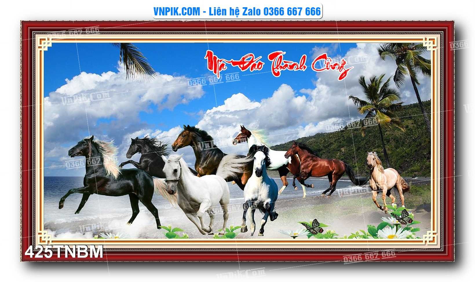 Tranh Ngựa Bát Mã – Mã Đáo Thành Công Mã File 425TNBM