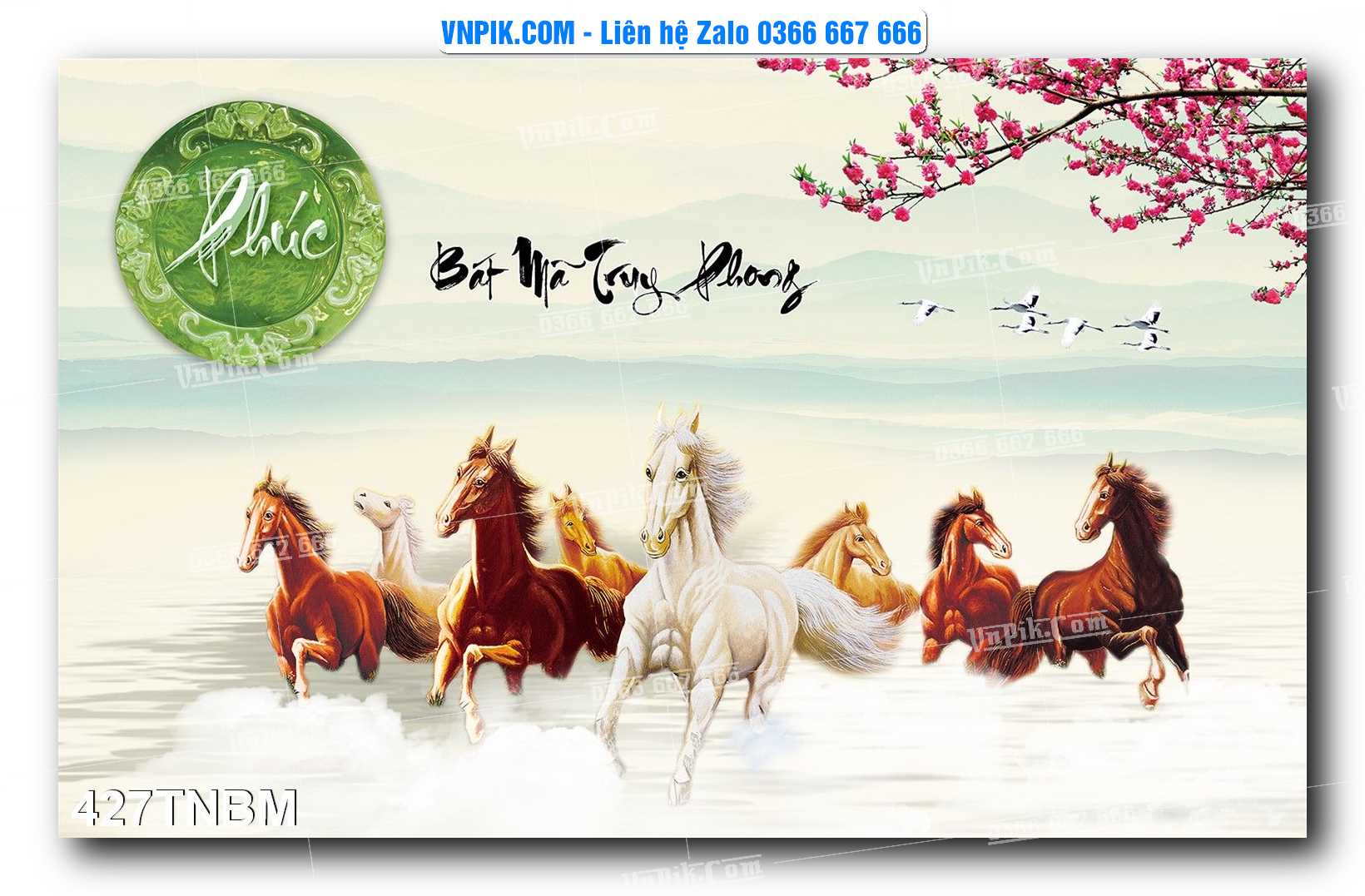 Tranh Ngựa Bát Mã – Mã Đáo Thành Công Mã File 427TNBM