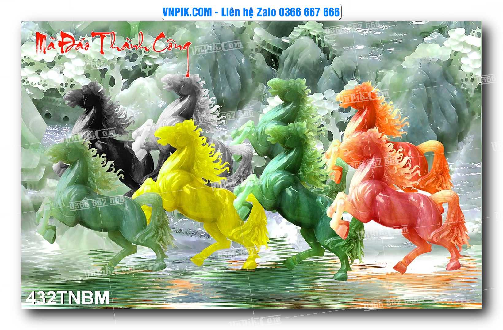Tranh Ngựa Bát Mã – Mã Đáo Thành Công Mã File 432TNBM
