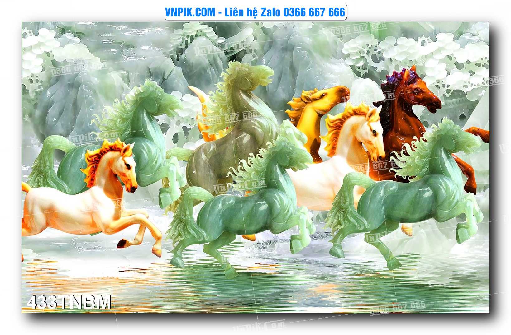 Tranh Ngựa Bát Mã – Mã Đáo Thành Công Mã File 433TNBM