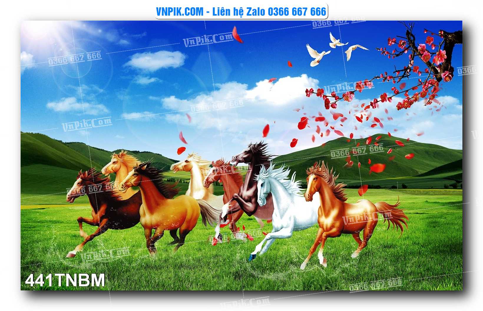 Tranh Ngựa Bát Mã – Mã Đáo Thành Công Mã File 441TNBM