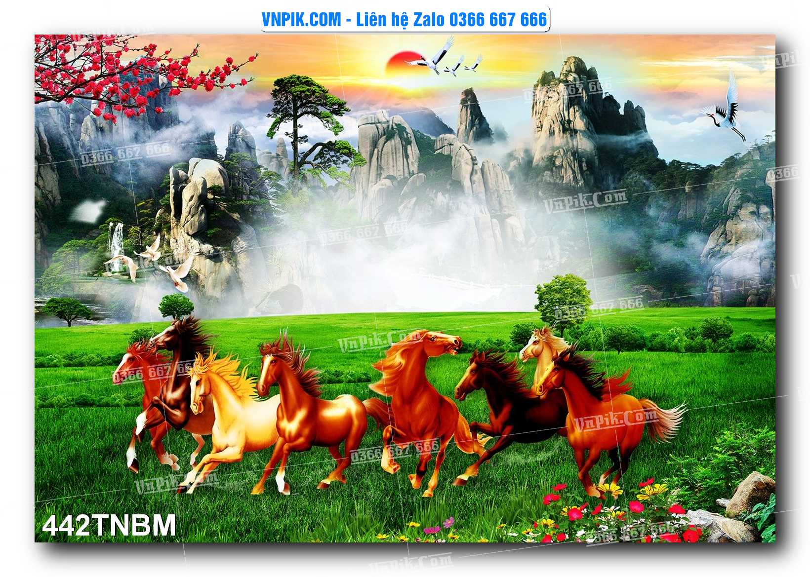 Tranh Ngựa Bát Mã – Mã Đáo Thành Công Mã File 442TNBM