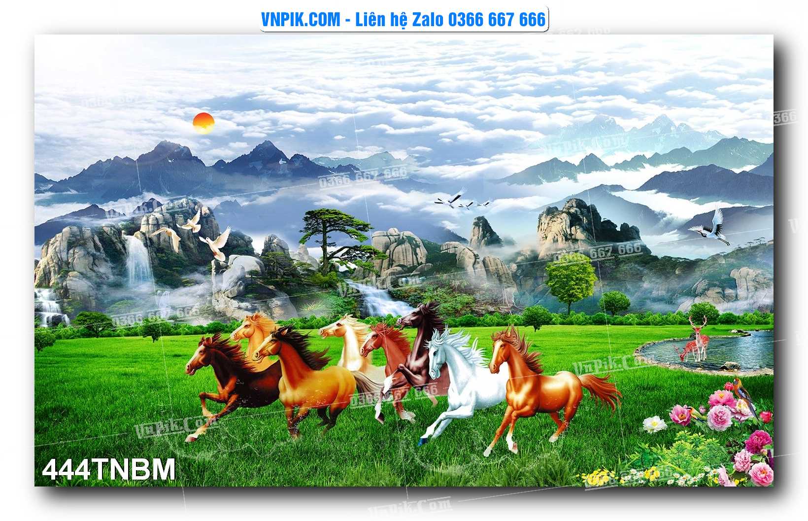 Tranh Ngựa Bát Mã – Mã Đáo Thành Công Mã File 444TNBM