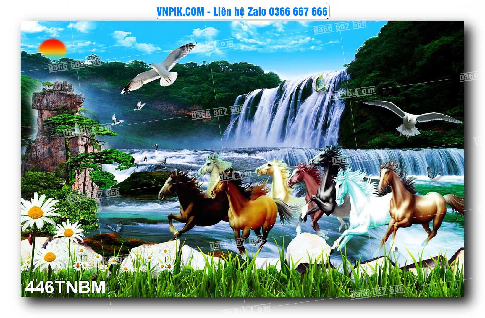 Tranh Ngựa Bát Mã – Mã Đáo Thành Công Mã File 446TNBM