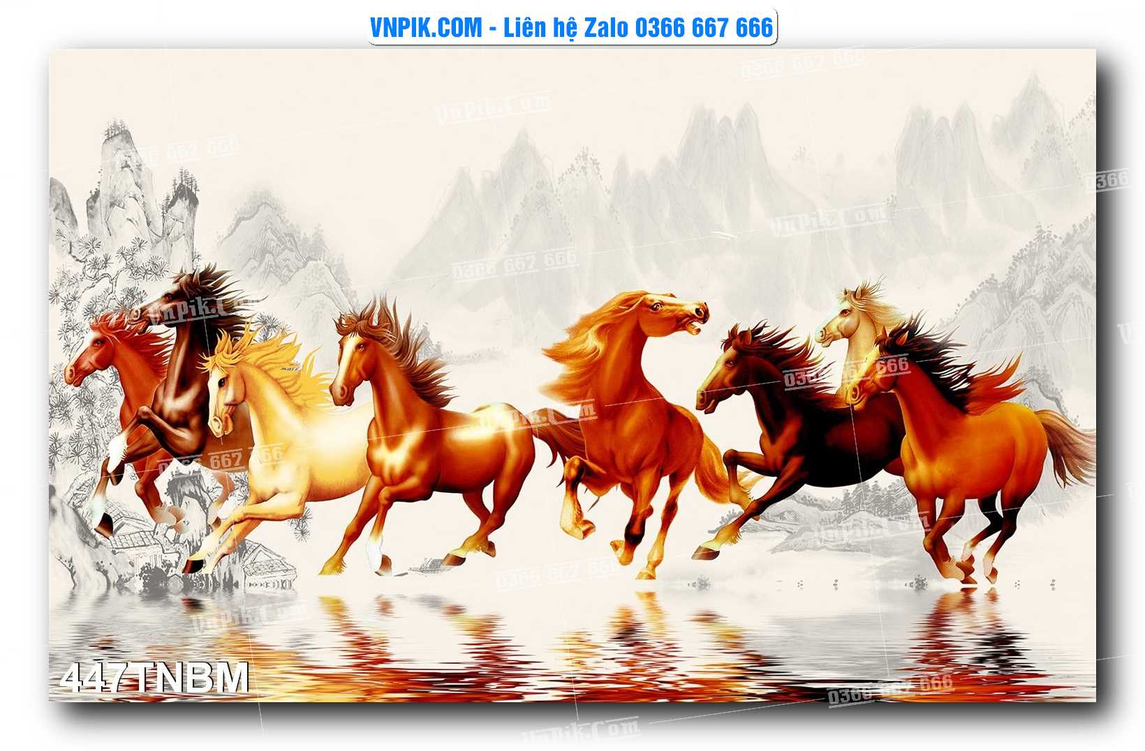 Tranh Ngựa Bát Mã – Mã Đáo Thành Công Mã File 447TNBM