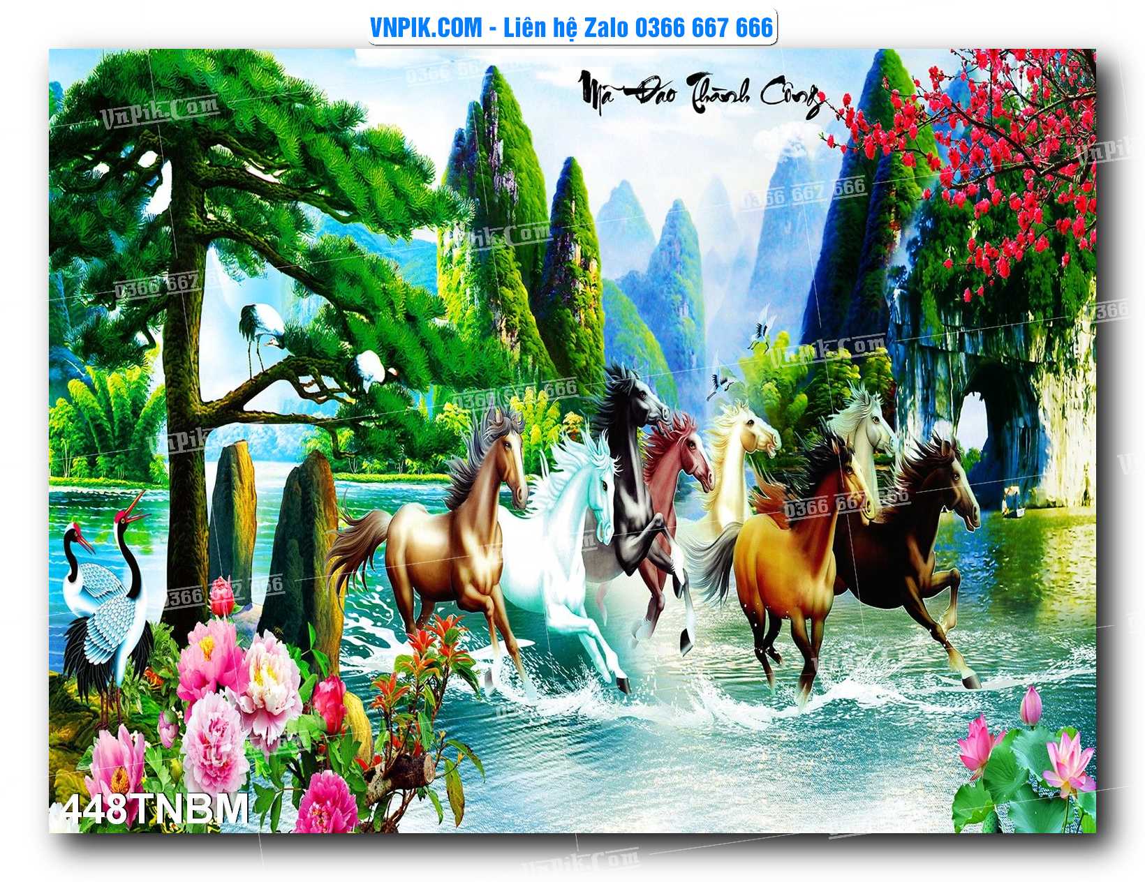 Tranh Ngựa Bát Mã – Mã Đáo Thành Công Mã File 448TNBM