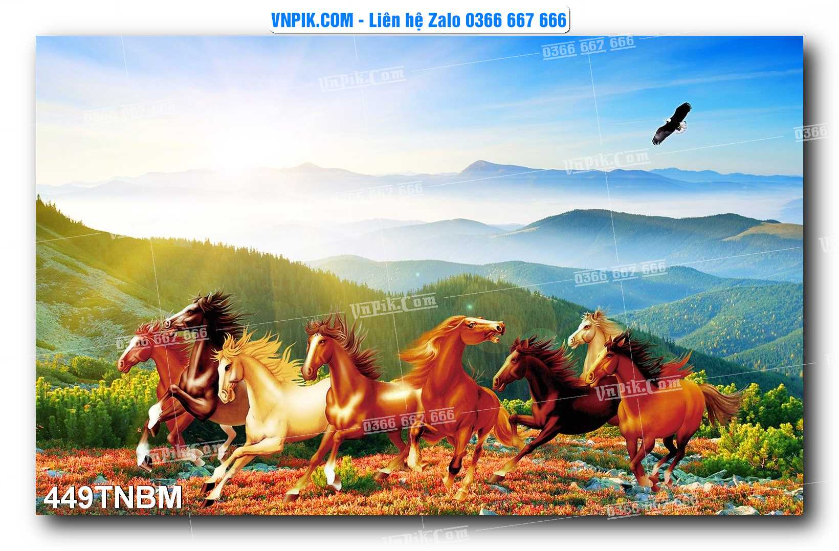 Tranh Ngựa Bát Mã – Mã Đáo Thành Công Mã File 449TNBM