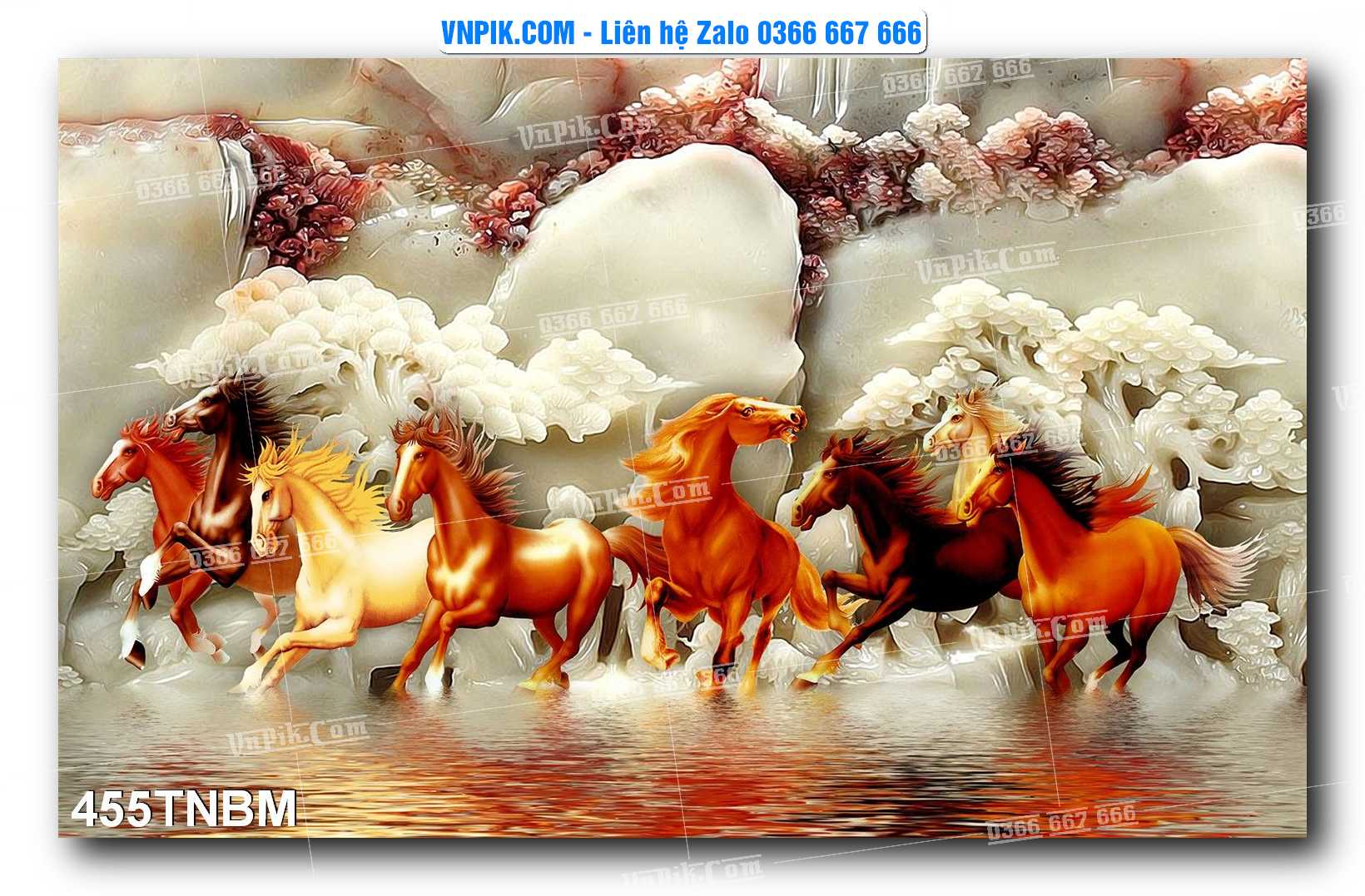 Tranh Ngựa Bát Mã – Mã Đáo Thành Công Mã File 455TNBM