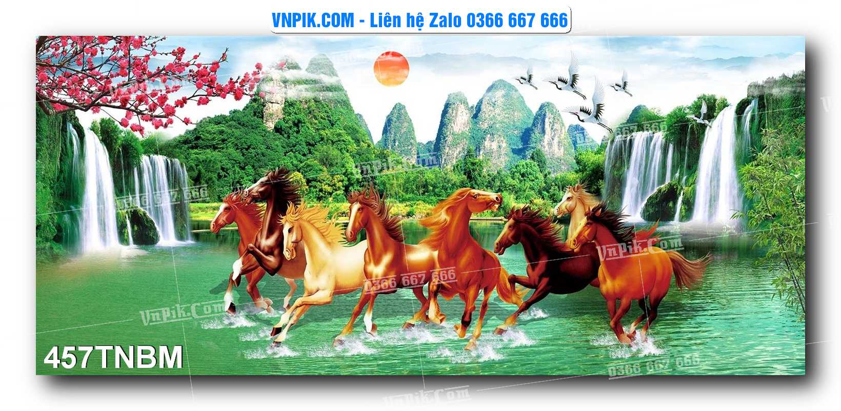 Tranh Ngựa Bát Mã – Mã Đáo Thành Công Mã File 457TNBM