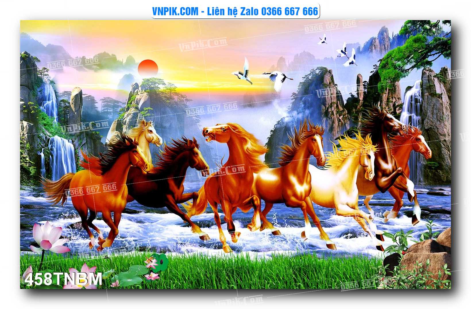 Tranh Ngựa Bát Mã – Mã Đáo Thành Công Mã File 458TNBM