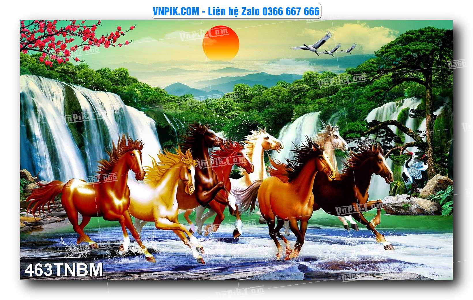 Tranh Ngựa Bát Mã – Mã Đáo Thành Công Mã File 463TNBM