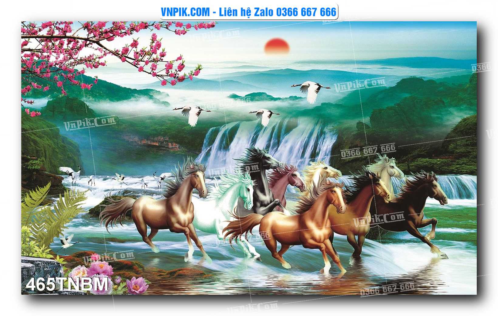 Tranh Ngựa Bát Mã – Mã Đáo Thành Công Mã File 465TNBM