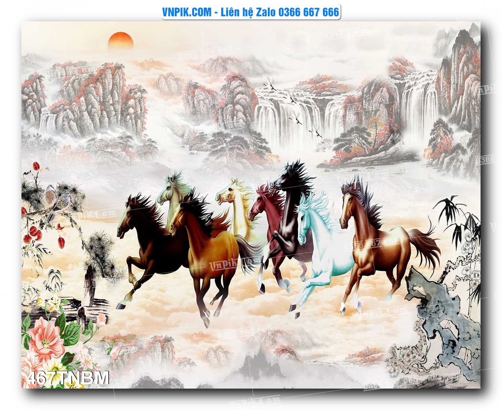 Tranh Ngựa Bát Mã – Mã Đáo Thành Công Mã File 467TNBM