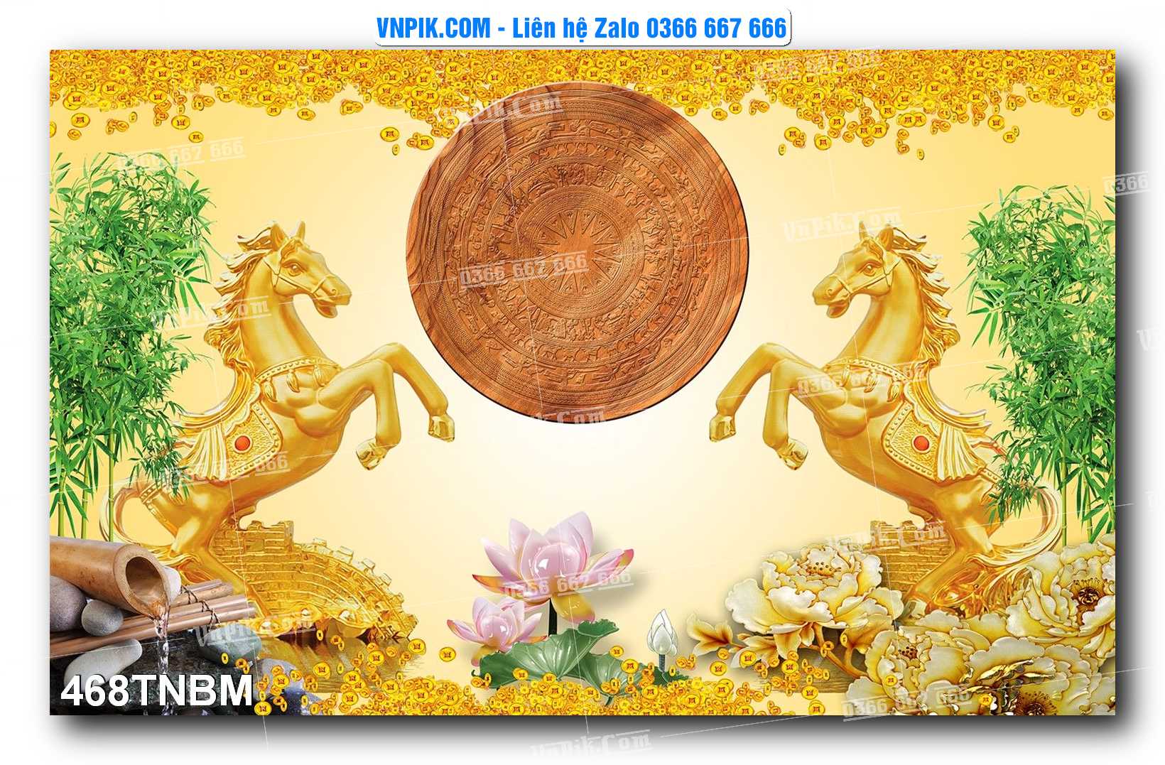 Tranh Ngựa Bát Mã – Mã Đáo Thành Công Mã File 468TNBM