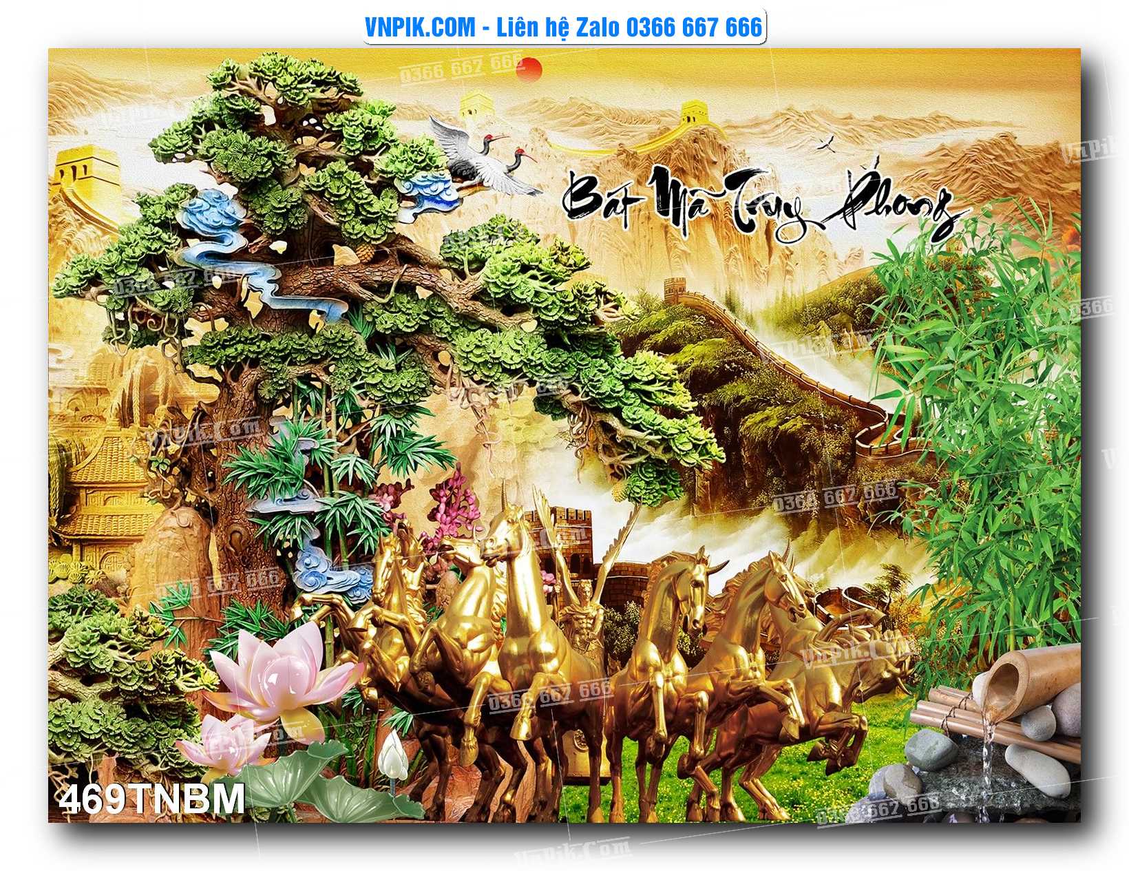 Tranh Ngựa Bát Mã – Mã Đáo Thành Công Mã File 469TNBM