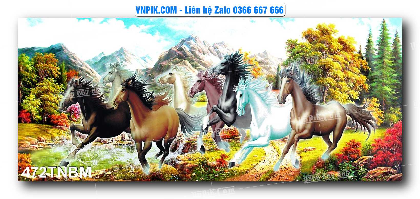 Tranh Ngựa Bát Mã – Mã Đáo Thành Công Mã File 472TNBM