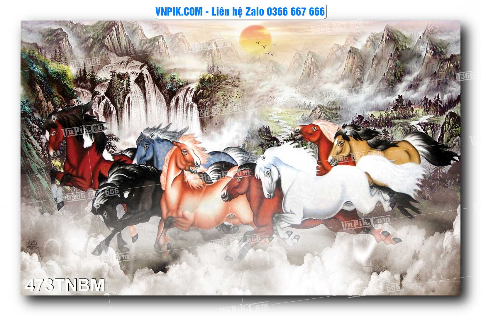 Tranh Ngựa Bát Mã – Mã Đáo Thành Công Mã File 473TNBM