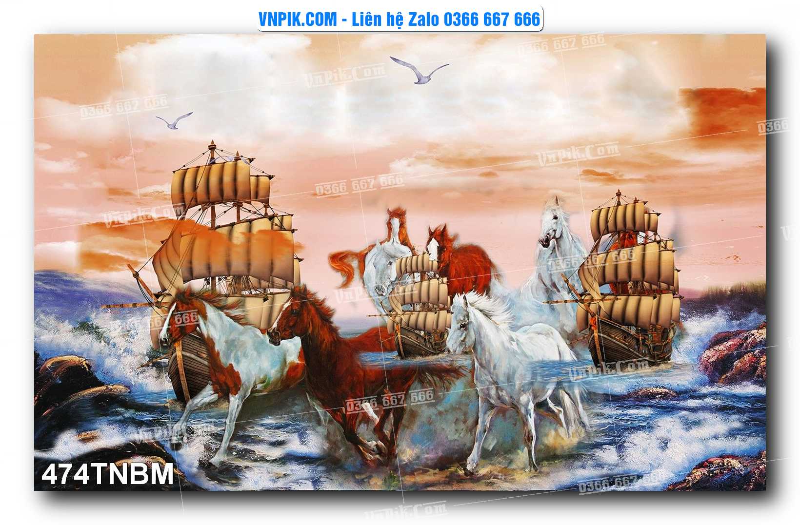 Tranh Ngựa Bát Mã – Mã Đáo Thành Công Mã File 474TNBM