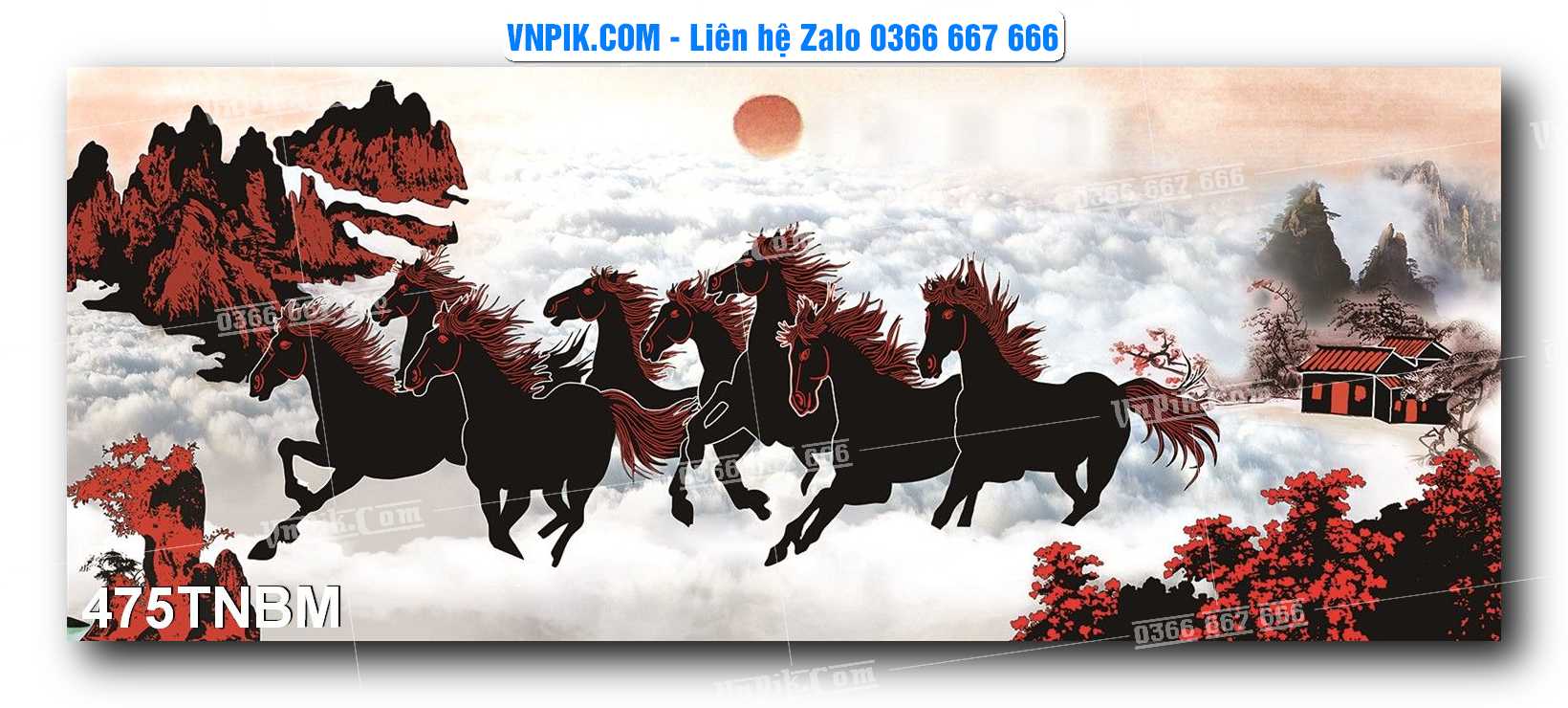 Tranh Ngựa Bát Mã – Mã Đáo Thành Công Mã File 475TNBM