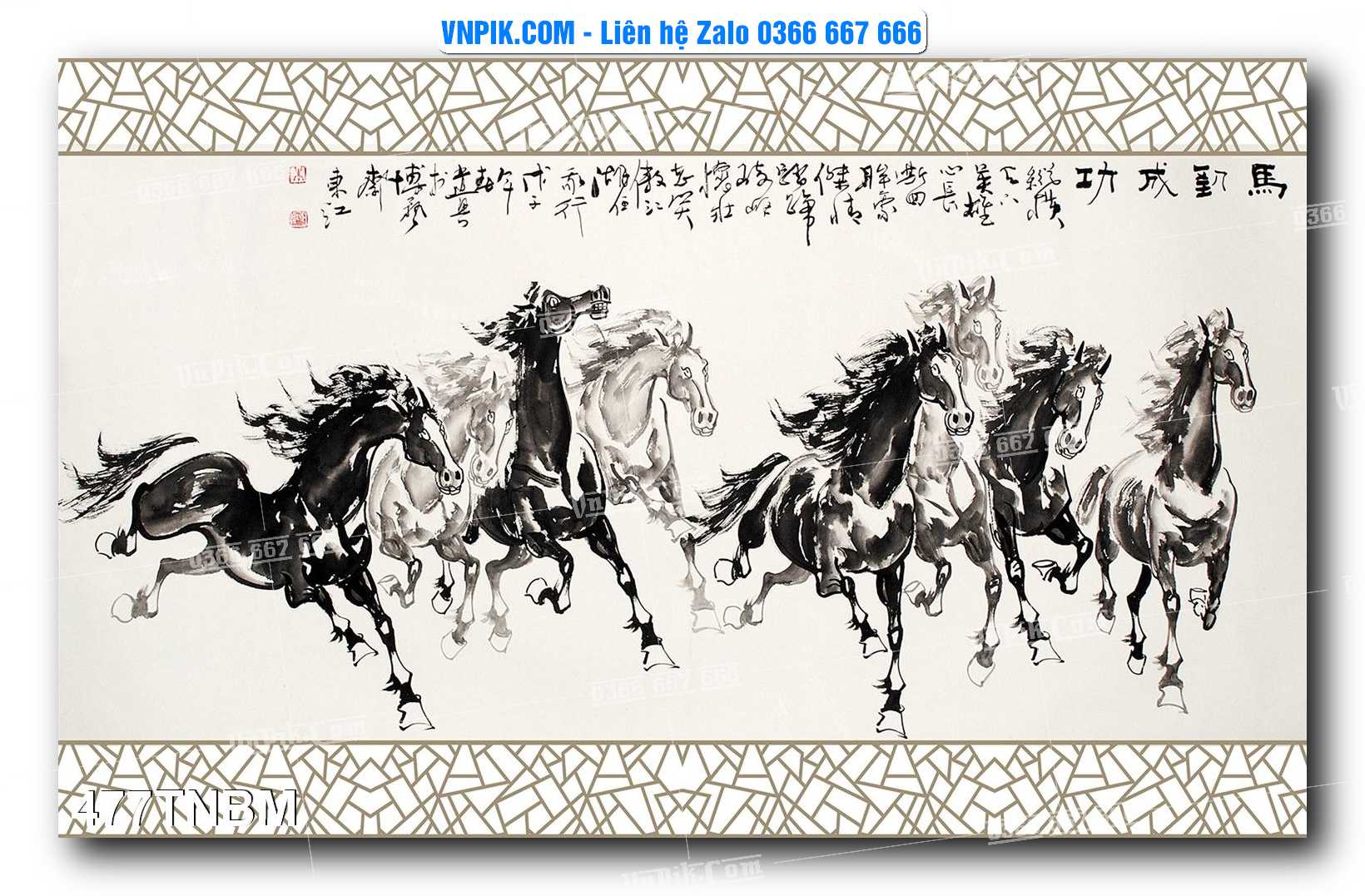 Tranh Ngựa Bát Mã – Mã Đáo Thành Công Mã File 477TNBM