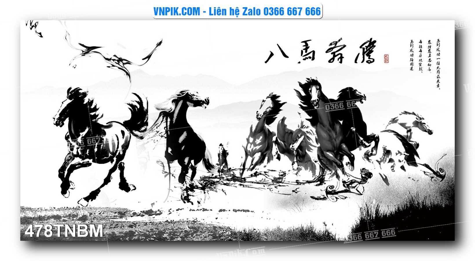 Tranh Ngựa Bát Mã – Mã Đáo Thành Công Mã File 478TNBM