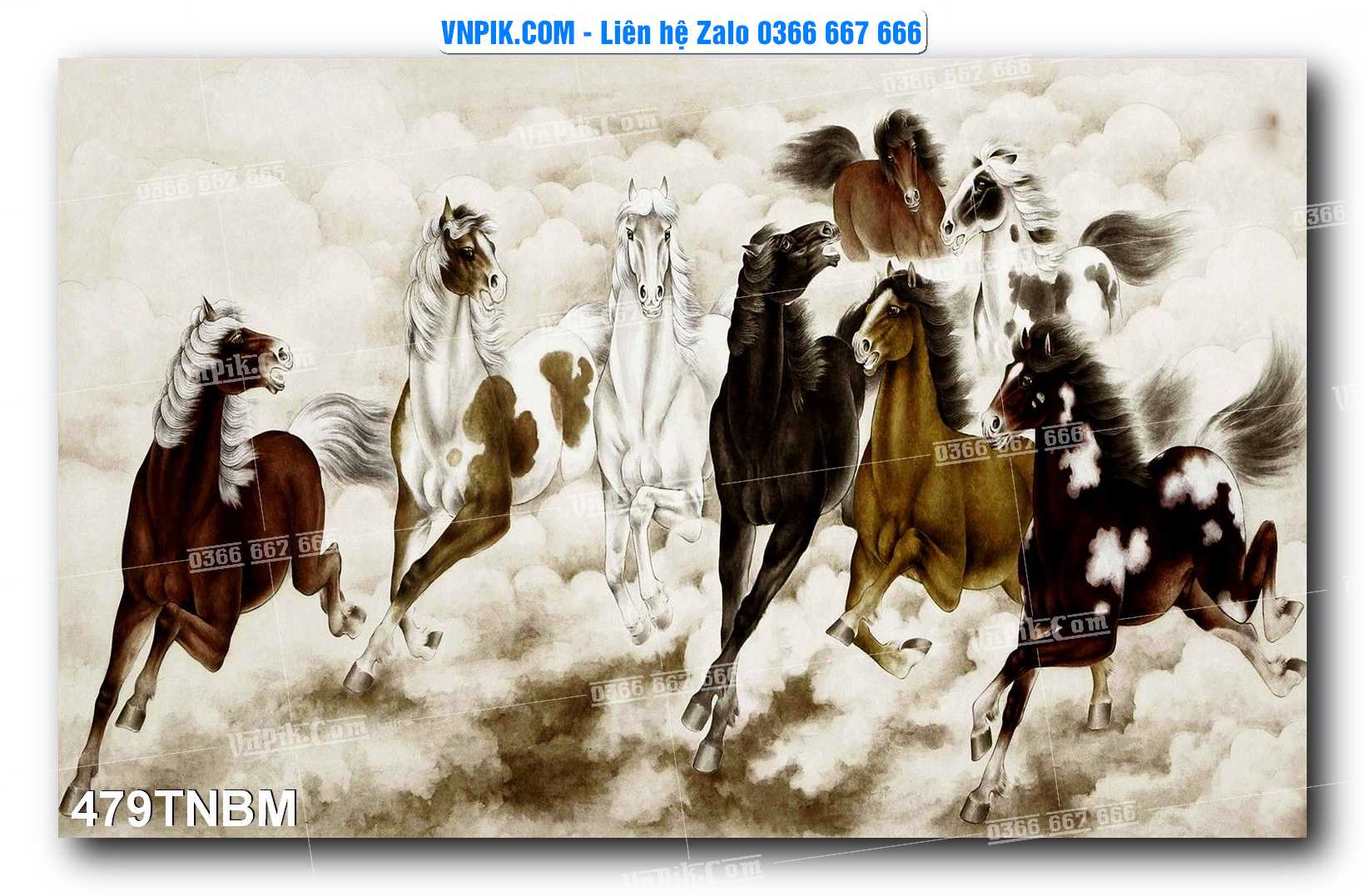 Tranh Ngựa Bát Mã – Mã Đáo Thành Công Mã File 479TNBM