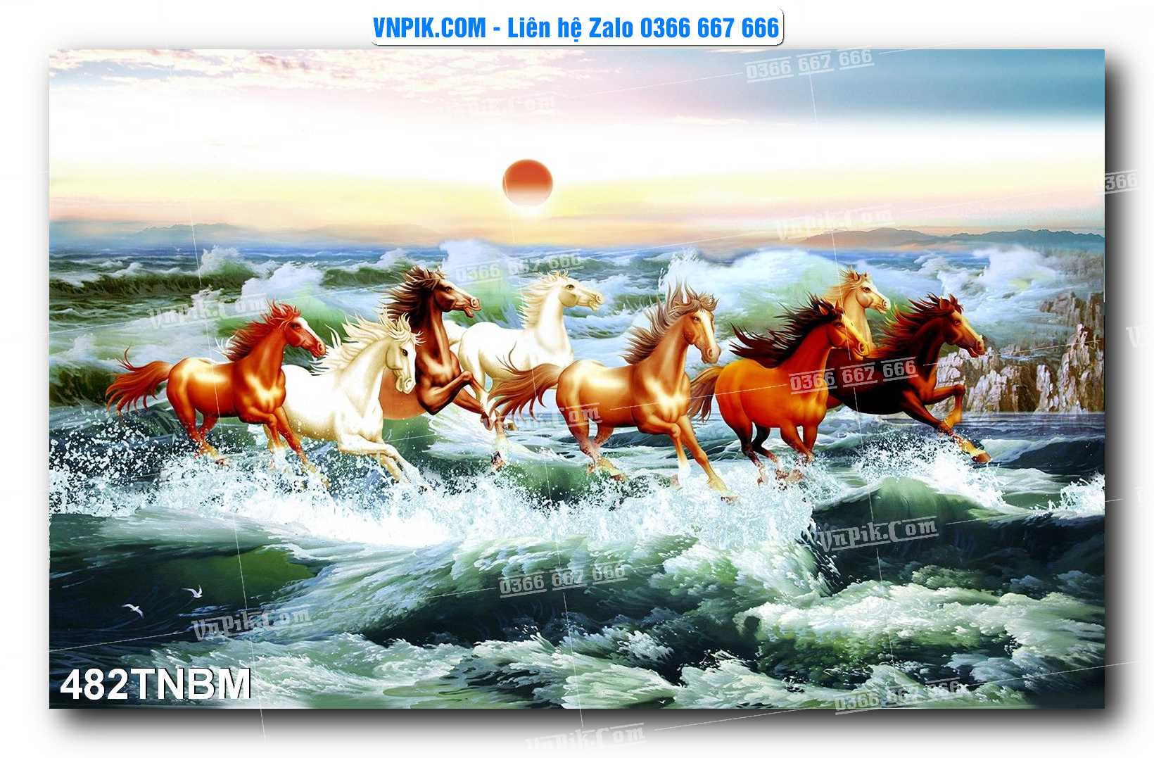 Tranh Ngựa Bát Mã – Mã Đáo Thành Công Mã File 482TNBM