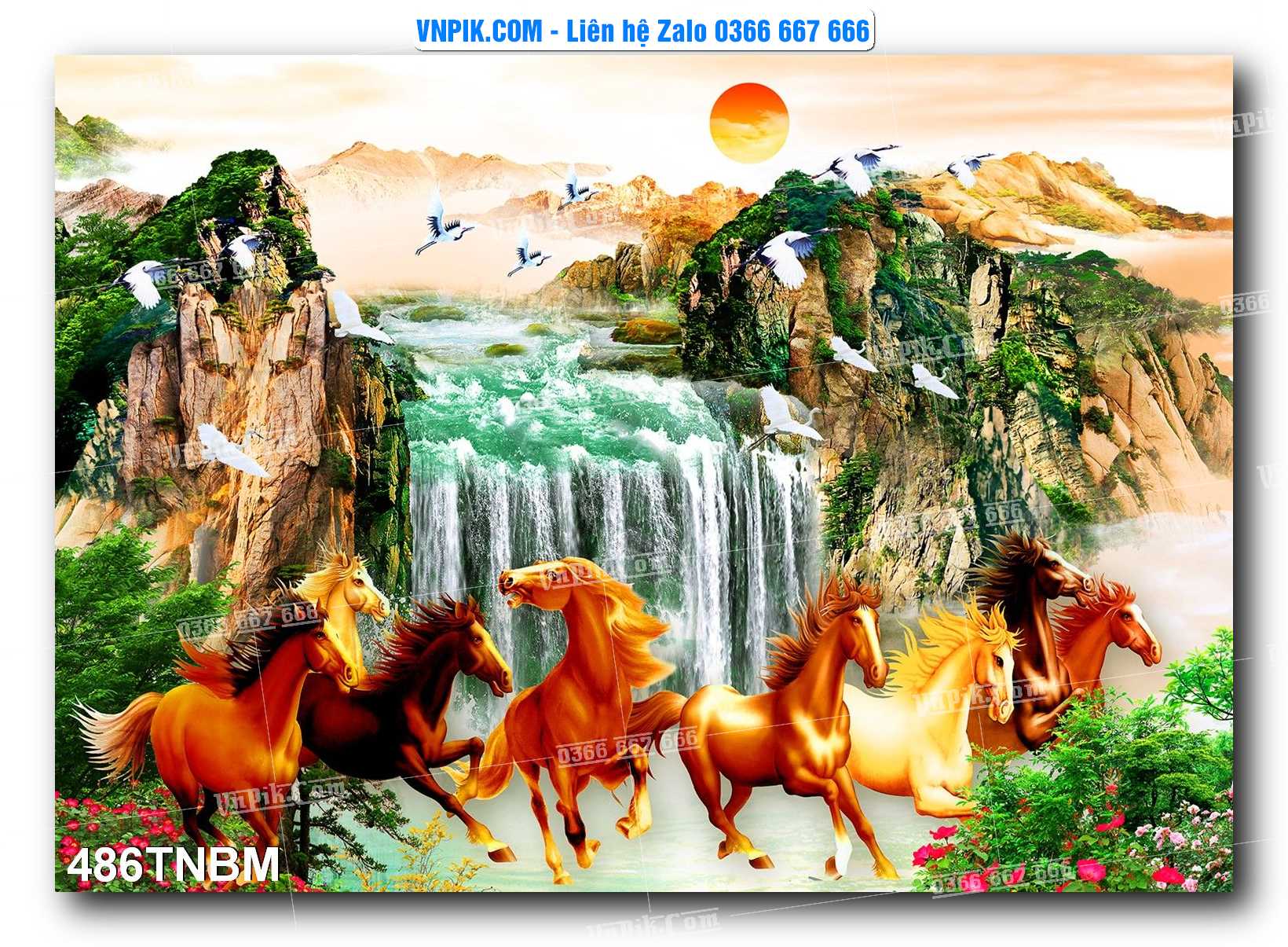 Tranh Ngựa Bát Mã – Mã Đáo Thành Công Mã File 486TNBM