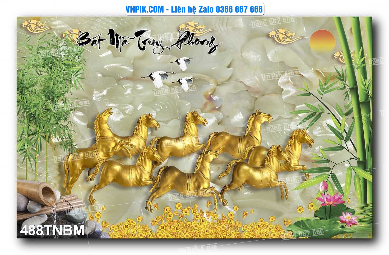 Tranh Ngựa Bát Mã – Mã Đáo Thành Công Mã File 488TNBM