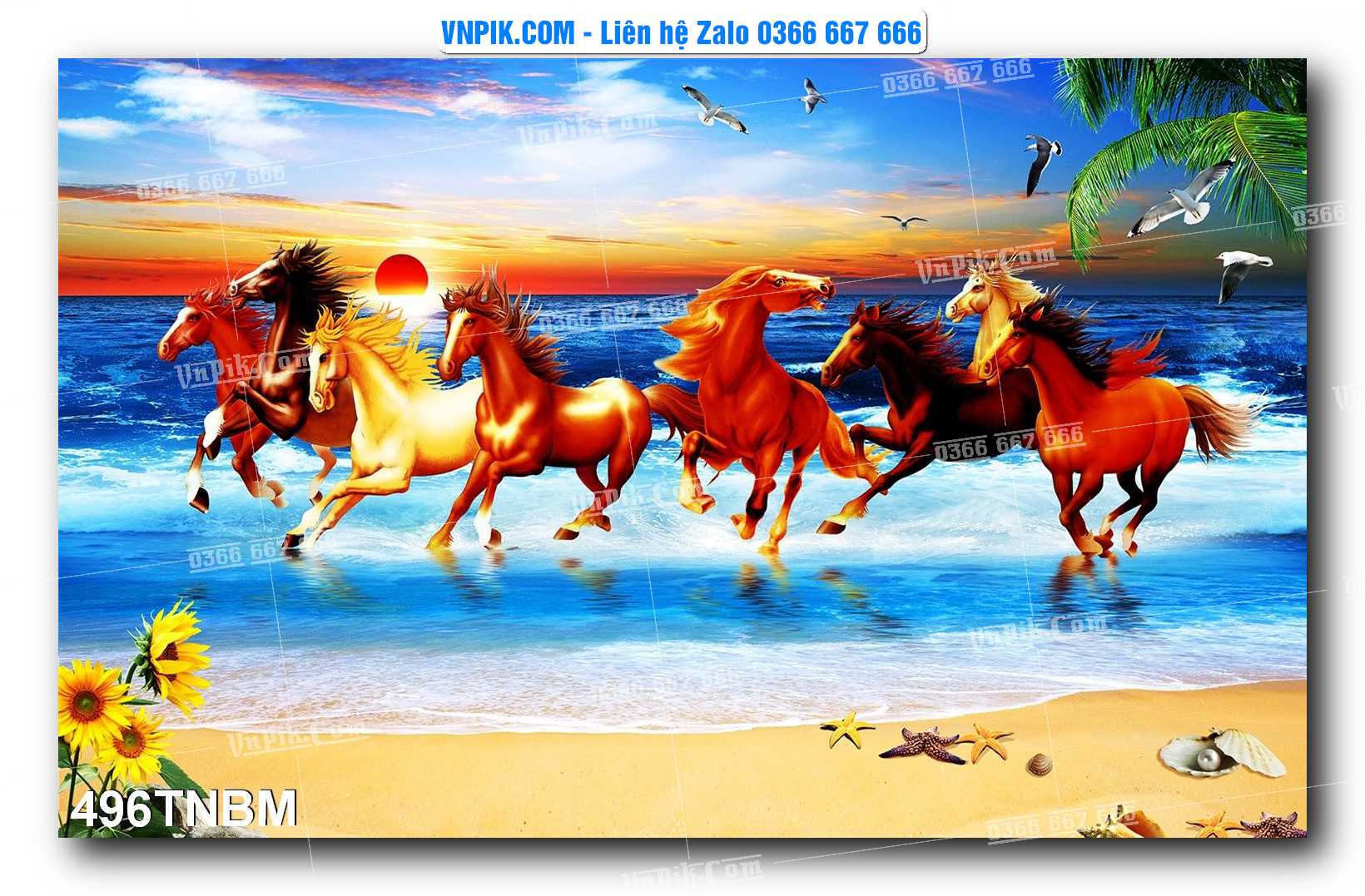 Tranh Ngựa Bát Mã – Mã Đáo Thành Công Mã File 496TNBM
