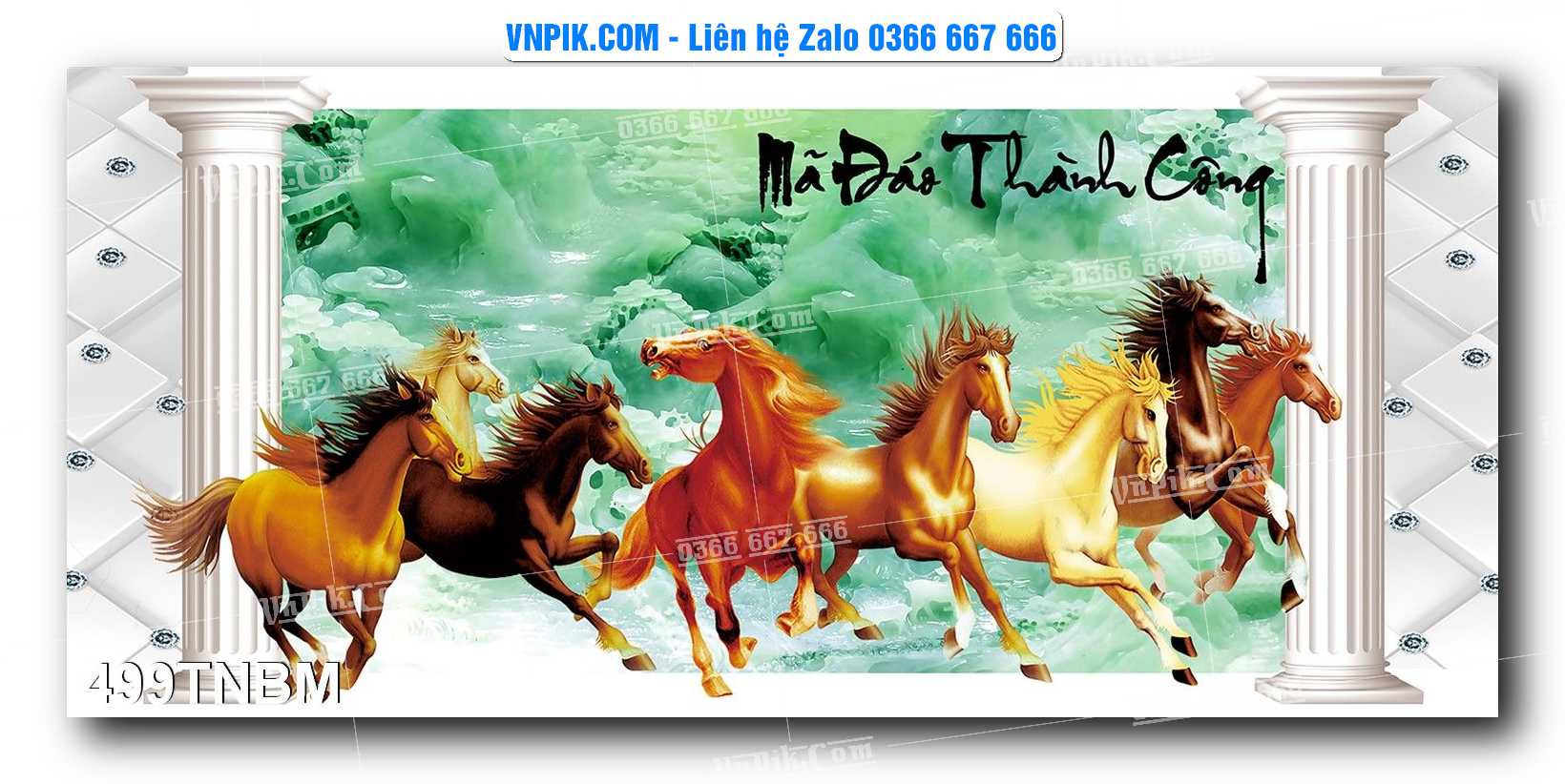 Tranh Ngựa Bát Mã – Mã Đáo Thành Công Mã File 499TNBM