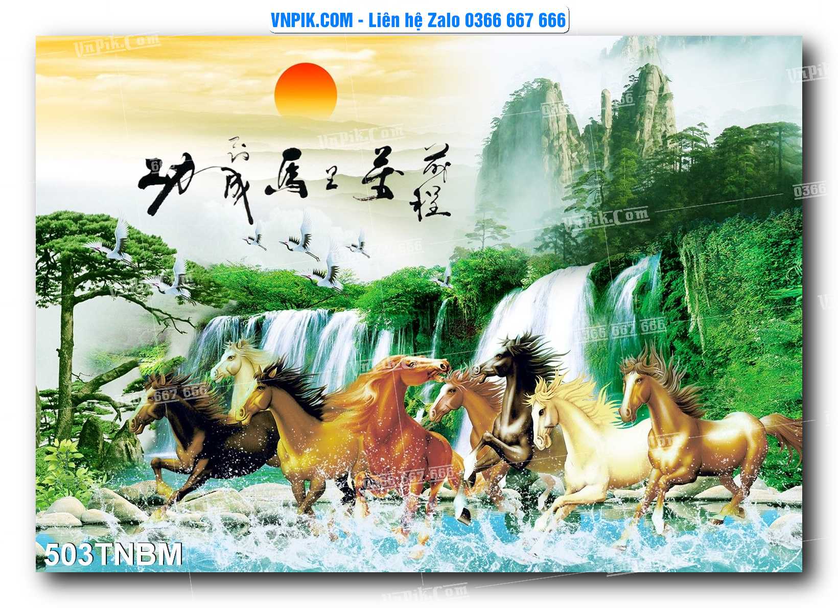 Tranh Ngựa Bát Mã – Mã Đáo Thành Công Mã File 503TNBM