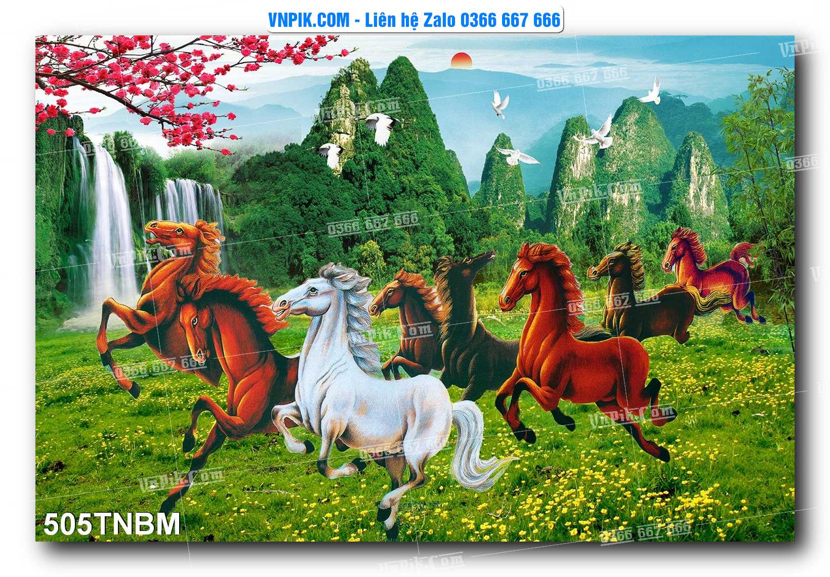Tranh Ngựa Bát Mã – Mã Đáo Thành Công Mã File 505TNBM