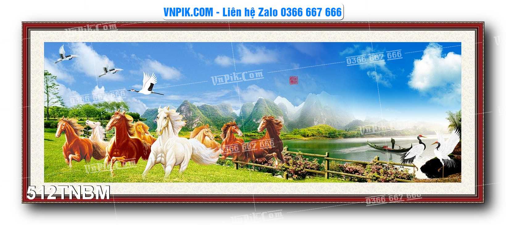 Tranh Ngựa Bát Mã – Mã Đáo Thành Công Mã File 512TNBM