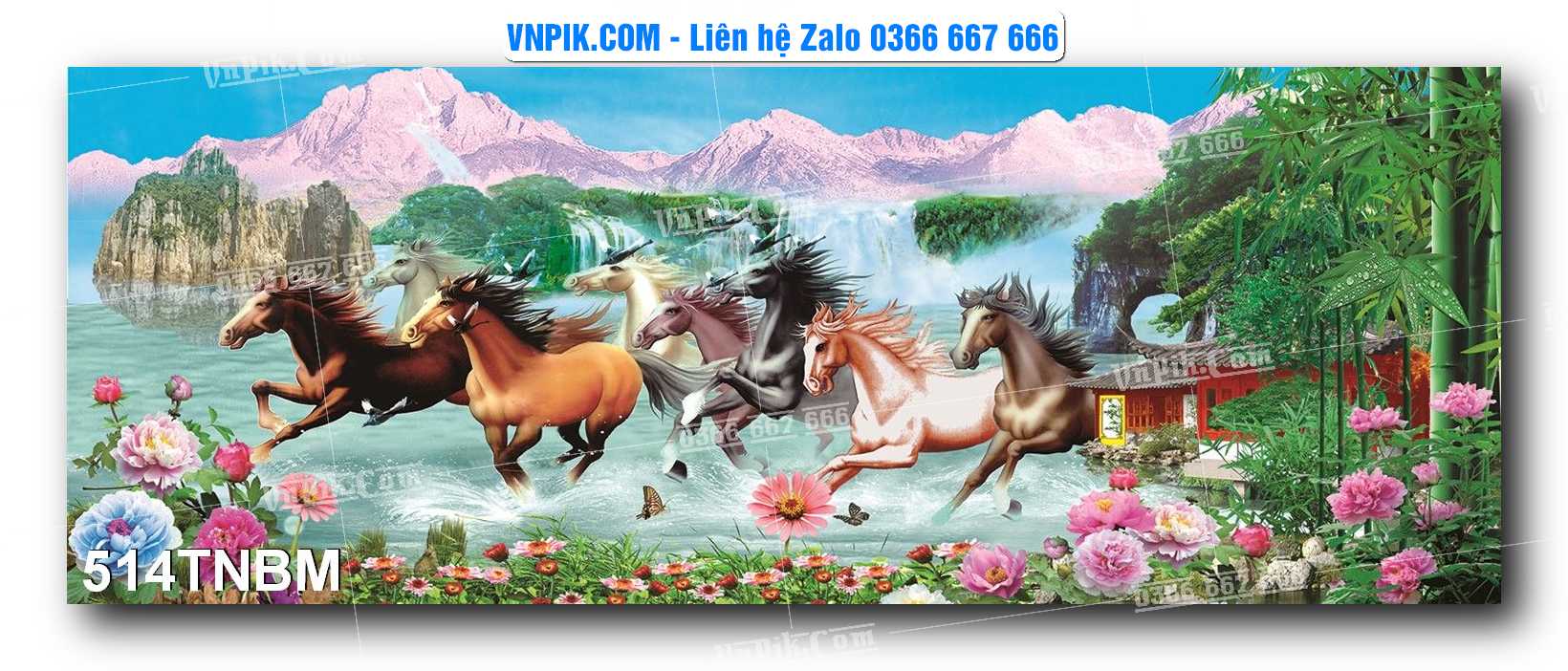 Tranh Ngựa Bát Mã – Mã Đáo Thành Công Mã File 514TNBM
