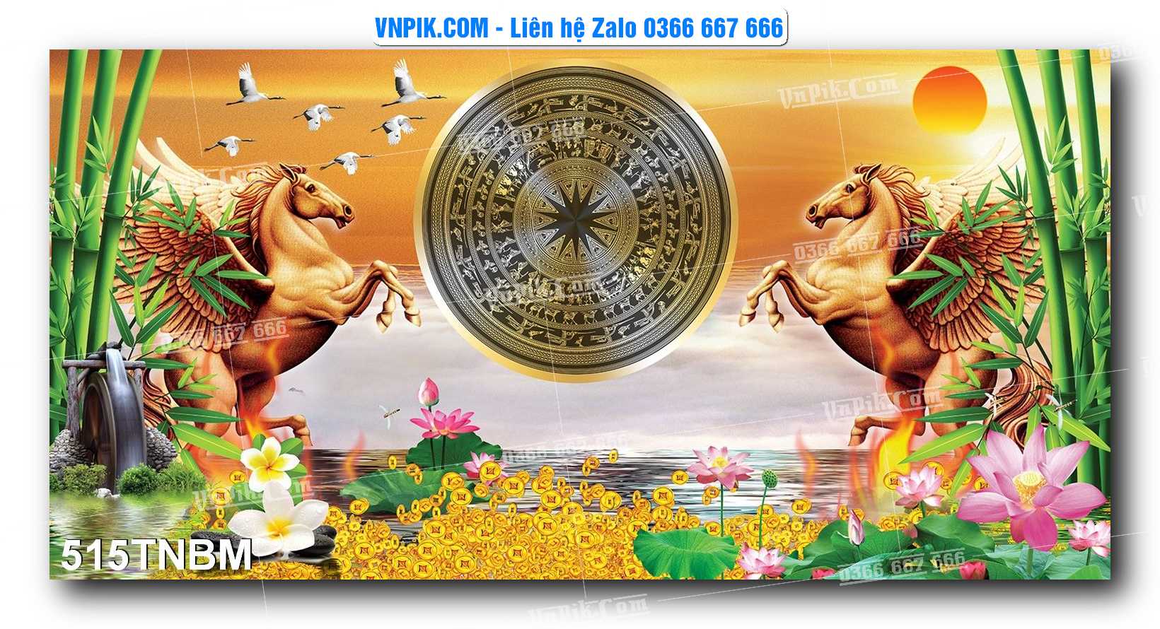 Tranh Ngựa Bát Mã – Mã Đáo Thành Công Mã File 515TNBM