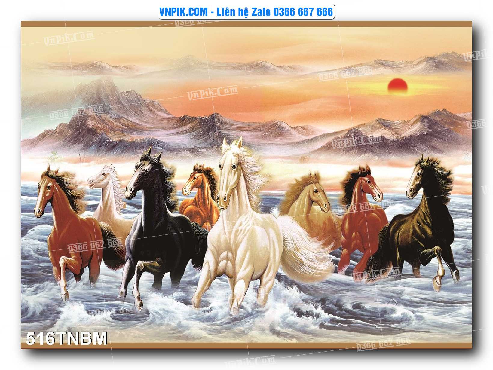 Tranh Ngựa Bát Mã – Mã Đáo Thành Công Mã File 516TNBM