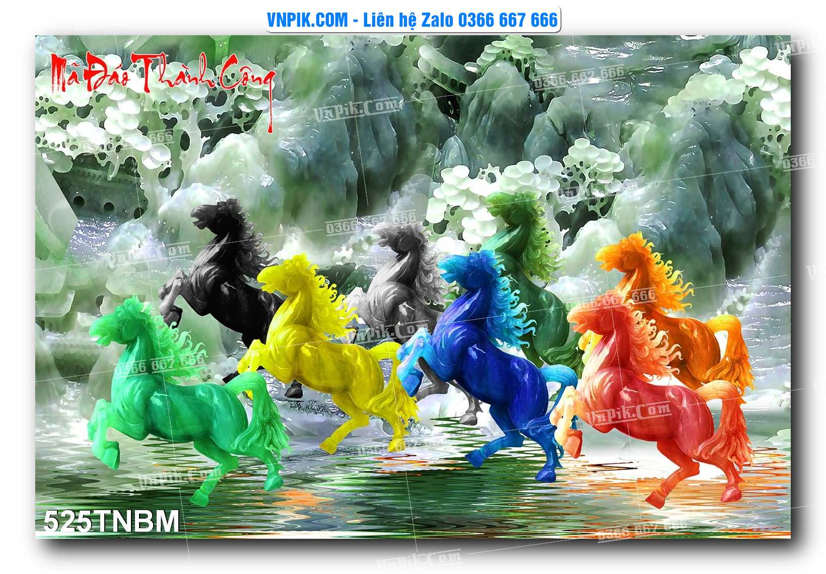 Tranh Ngựa Bát Mã – Mã Đáo Thành Công Mã File 525TNBM