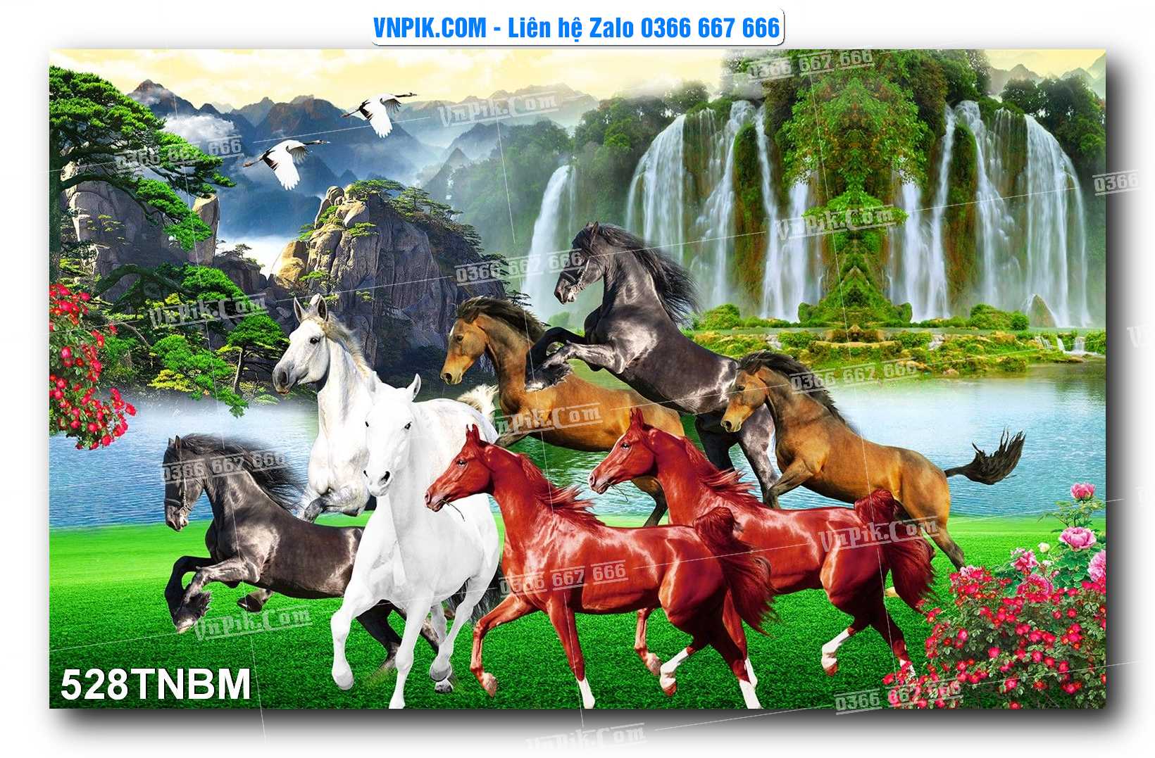 Tranh Ngựa Bát Mã – Mã Đáo Thành Công Mã File 528TNBM
