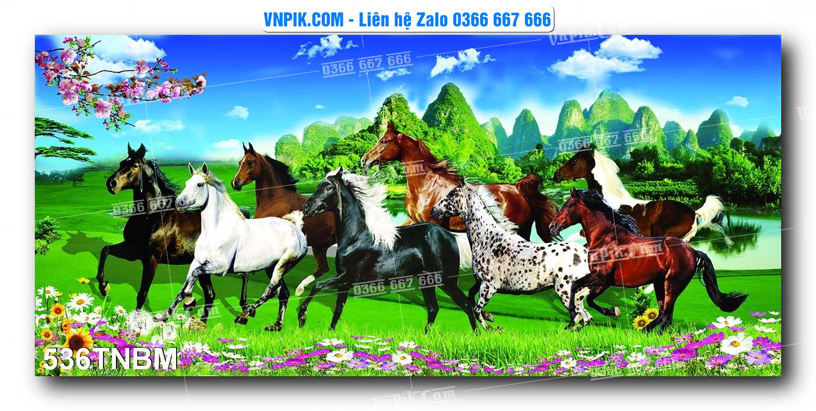 Tranh Ngựa Bát Mã – Mã Đáo Thành Công Mã File 536TNBM