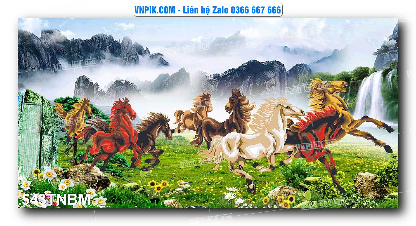 Tranh Ngựa Bát Mã – Mã Đáo Thành Công Mã File 543TNBM