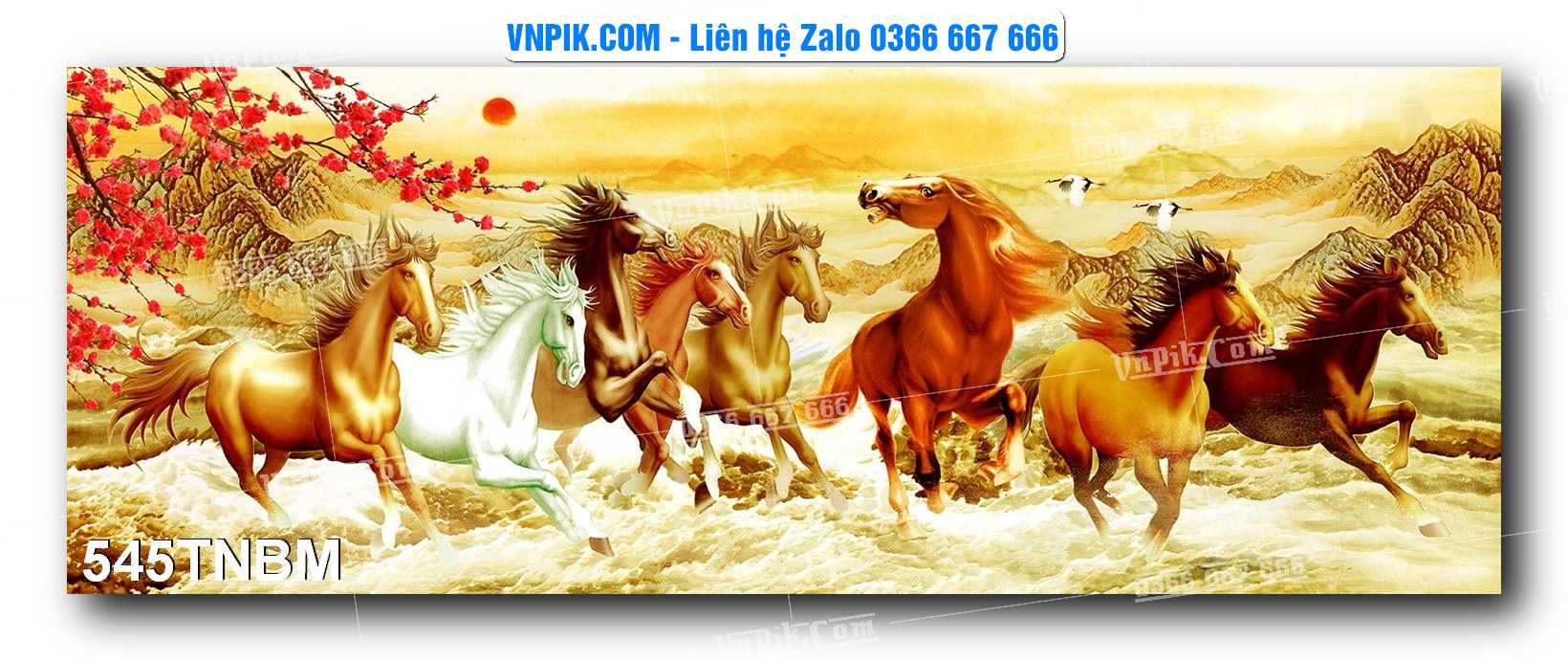 Tranh Ngựa Bát Mã – Mã Đáo Thành Công Mã File 545TNBM