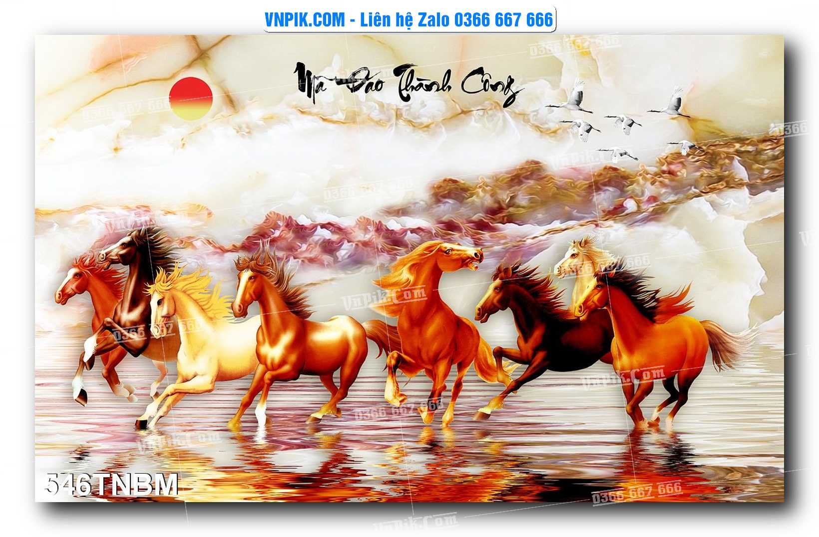 Tranh Ngựa Bát Mã – Mã Đáo Thành Công Mã File 546TNBM
