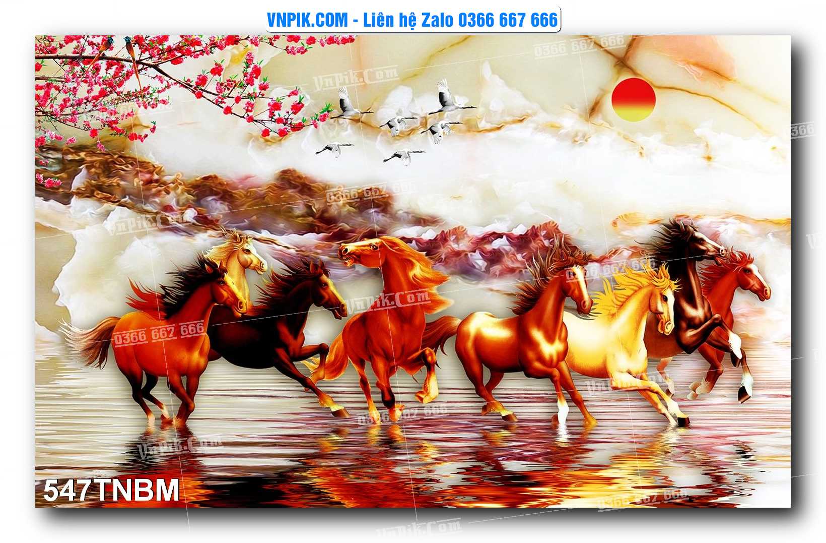 Tranh Ngựa Bát Mã – Mã Đáo Thành Công Mã File 547TNBM